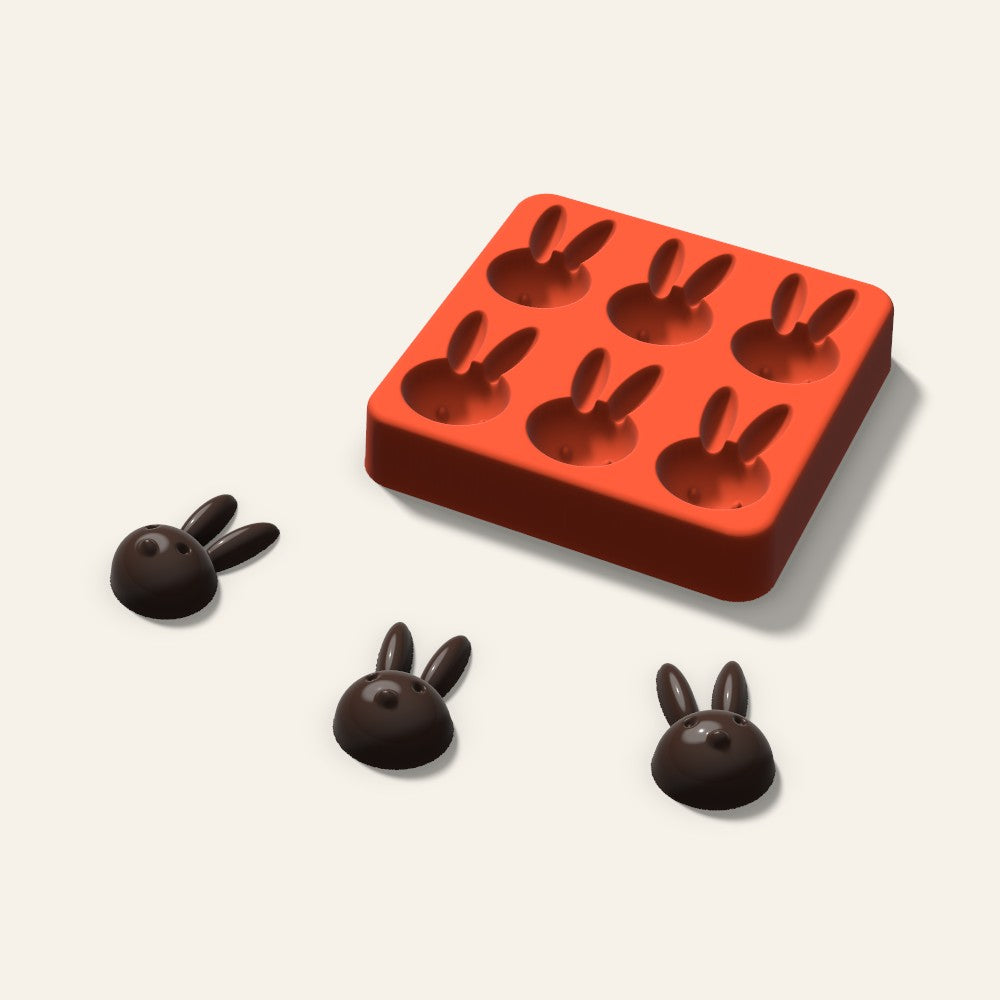 Bunny Chocolate Mold, 1.5 Inch, 6 Cavity, 3D render