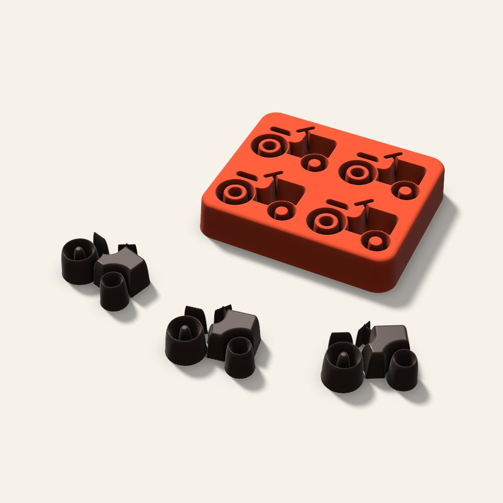 Tractor Chocolate Mold, 1.5 Inch, 4 Cavity, 3D render