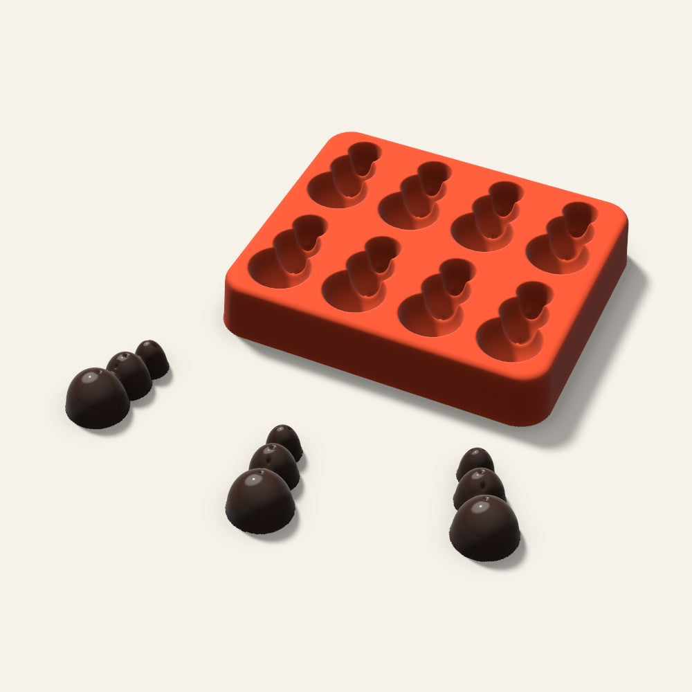 Snowman Candy Mold, 1.25 Inch, 8 Cavity, 3D render