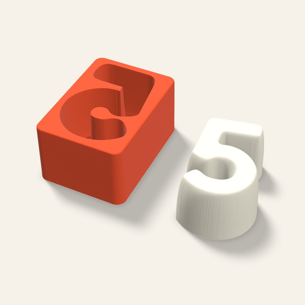 Number 5 Candle Mold, 4 x 2 Inch, 3D render