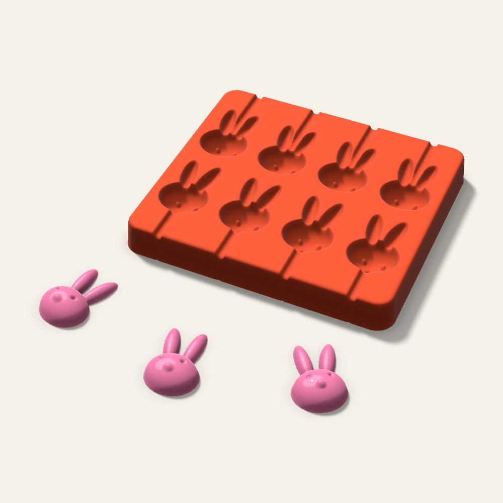Bunny Lollipop Mold, 1.5 Inch, 8 Cavity, 3D render