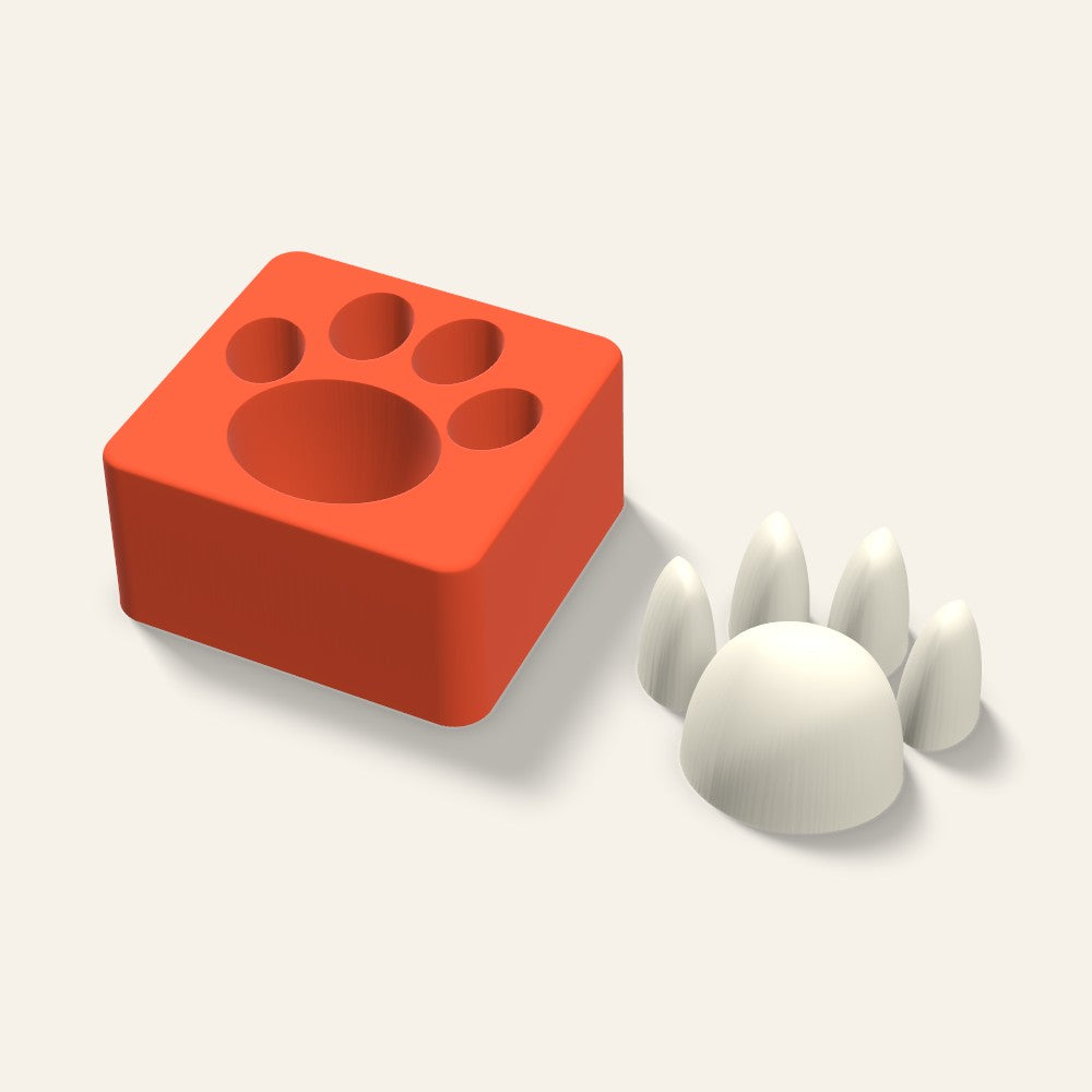 Paw Print Candle Mold, 3 x 1.5 Inch, 3D render