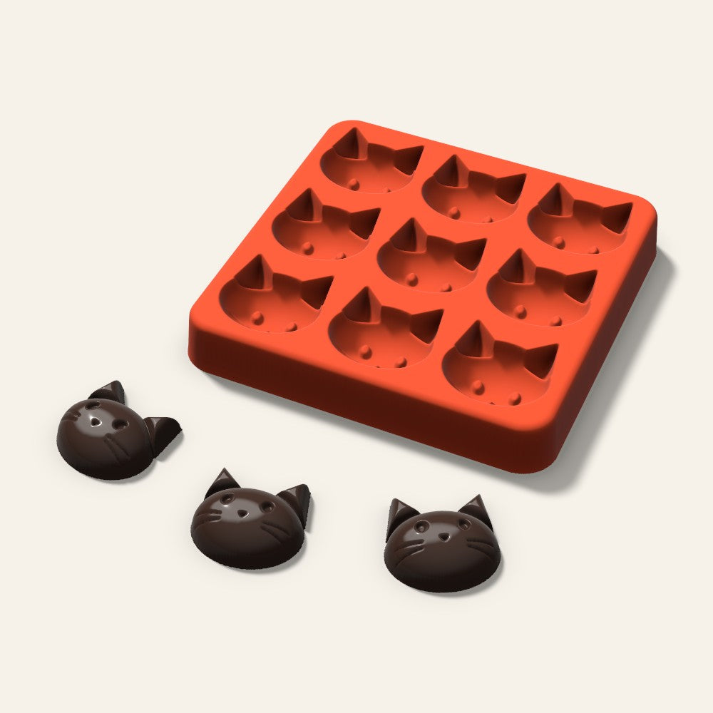Cat Candy Mold, 1 Inch, 9 Cavity, 3D render