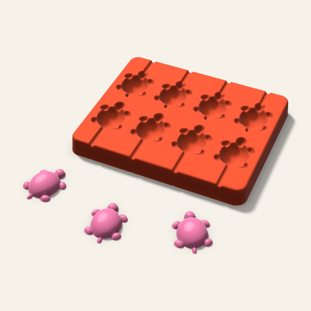 Turtle Lollipop Mold, 1.5 Inch, 8 Cavity, 3D render