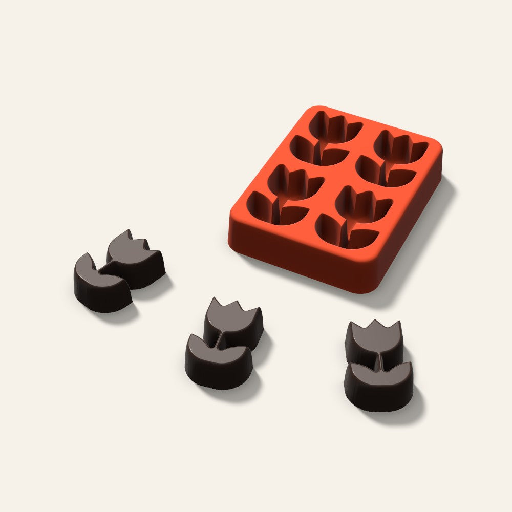 Rose Chocolate Mold, 1.5 Inch, 4 Cavity, 3D render