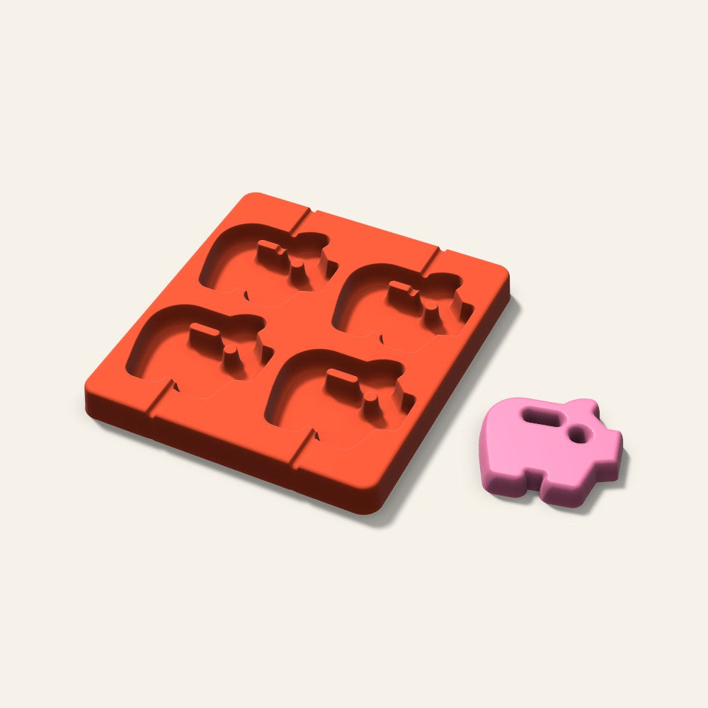 Piggy Bank Lollipop Mold, 2.5 Inch, 4 Cavity, 3D render