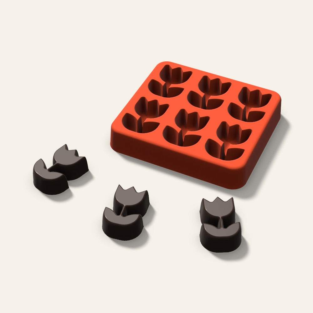 Rose Candy Mold, 1.25 Inch, 6 Cavity, 3D render