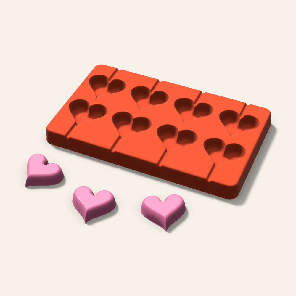 Heart Lollipop Mold, 1.5 Inch, 8 Cavity, 3D render