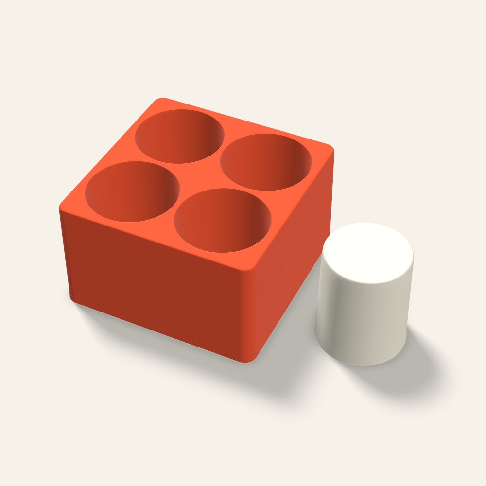 Pillar Votive Candle Mold, 2.5 x 3 Inch, 4 Cavity, 3D render