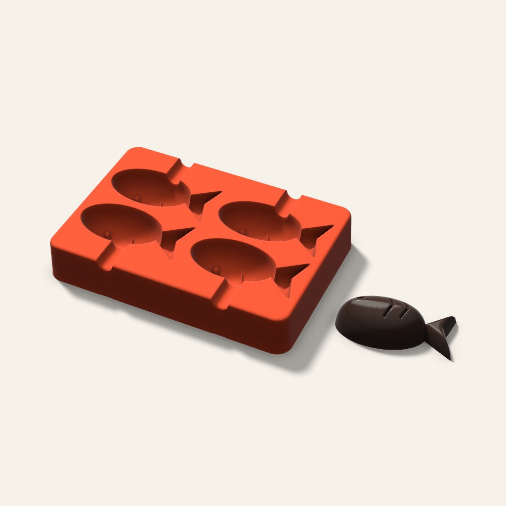 Fish Cakesicle Mold, 2.5 Inch, 4 Cavity, 3D render