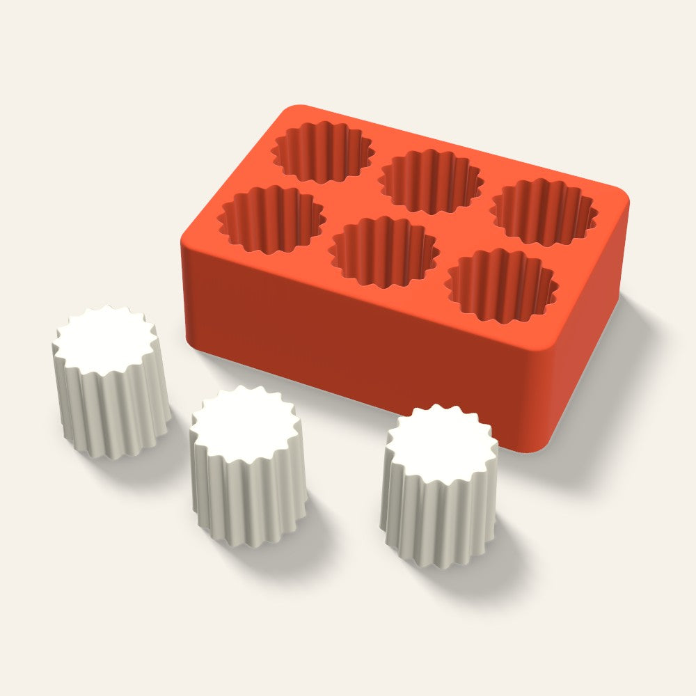 Ribbed Pillar Votive Candle Mold, 1.5 x 1.5 Inch, 6 Cavity, 3D render