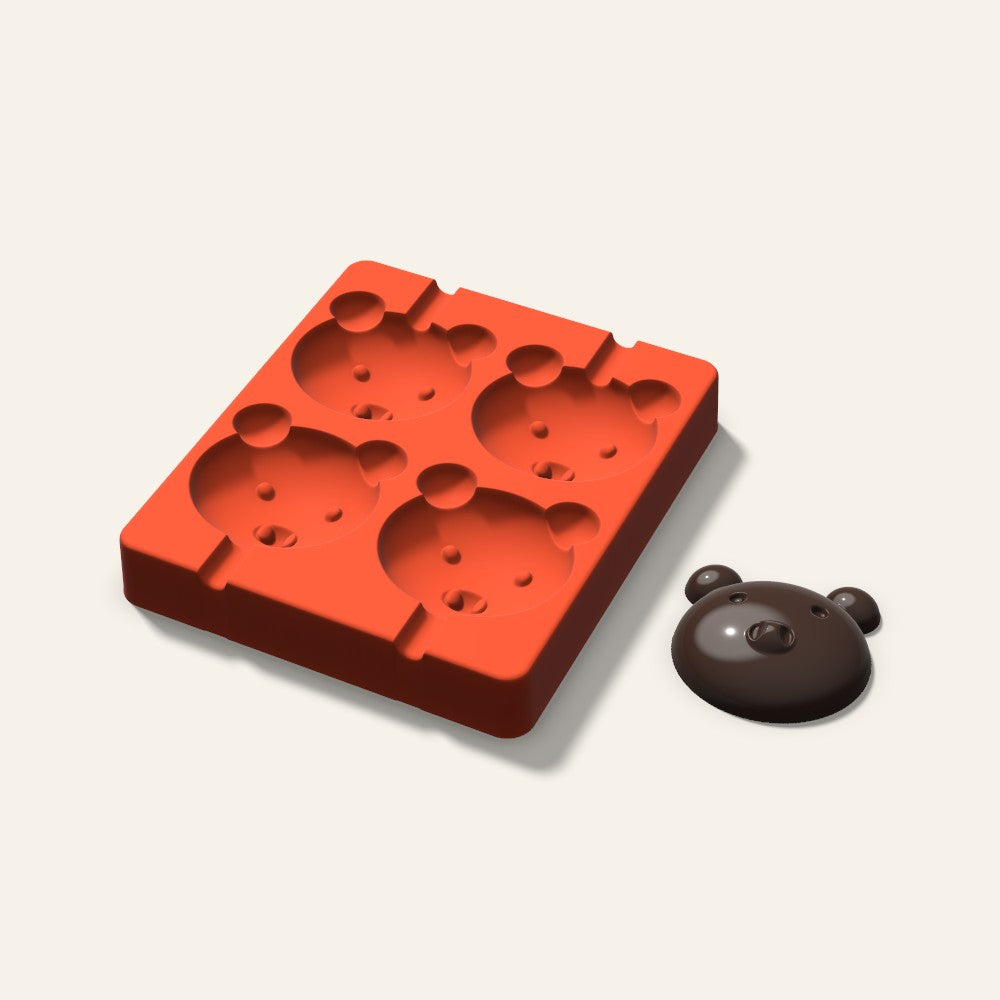 Pig Cakesicle Mold, 2.5 Inch, 4 Cavity, 3D render