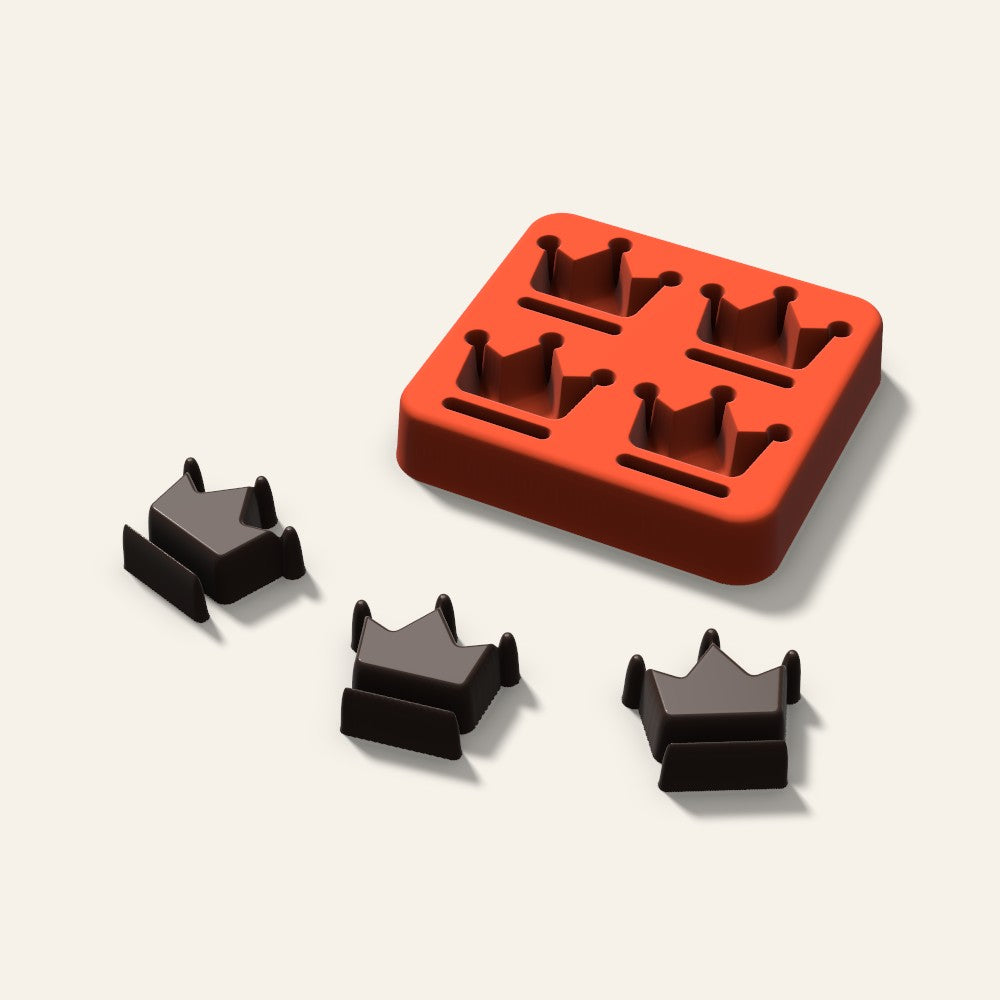 Crown Candy Mold, 1.25 Inch, 4 Cavity, 3D render