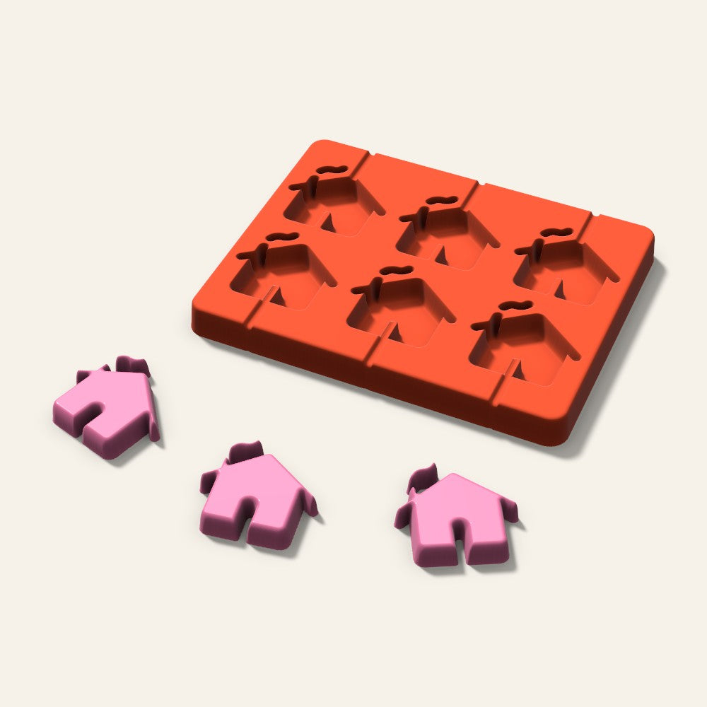 Little House Lollipop Mold, 2 Inch, 6 Cavity, 3D render
