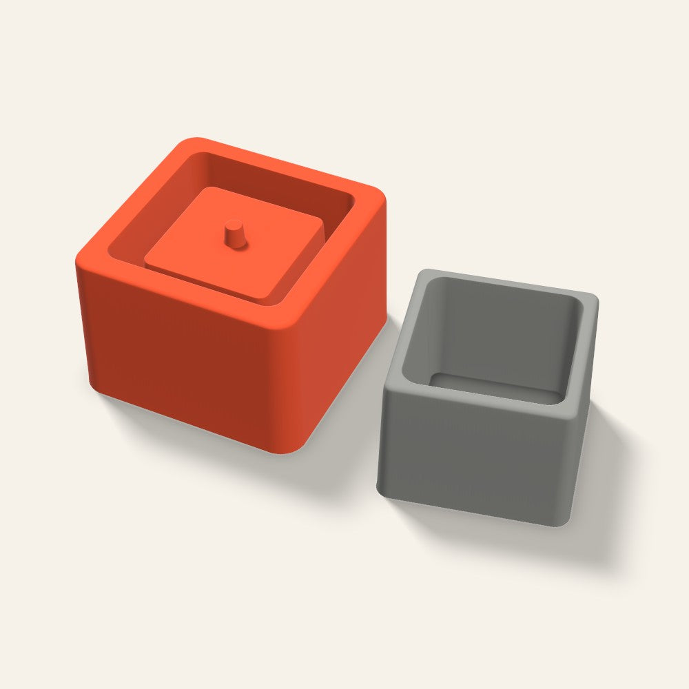 Low Square Concrete Planter Mold, 2.5 Inch, 3D render