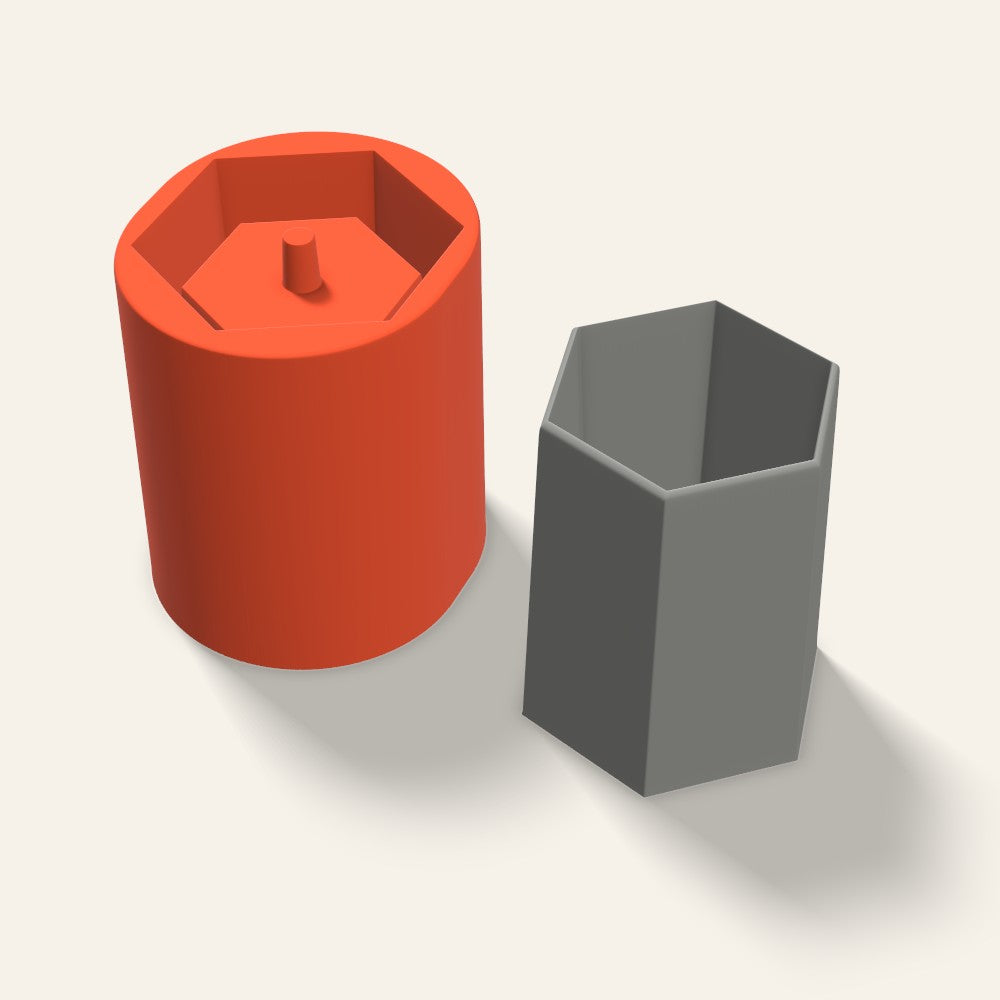 Tall Hexagon Concrete Planter Mold, 4 Inch, 3D render