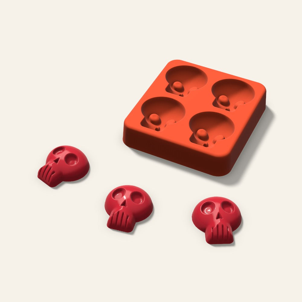 Skull Candy Mold, 1.25 Inch, 4 Cavity, 3D render