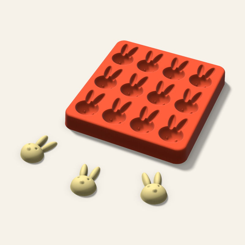 Bunny Butter Pat Mold, 1.25 Inch, 12 Cavity