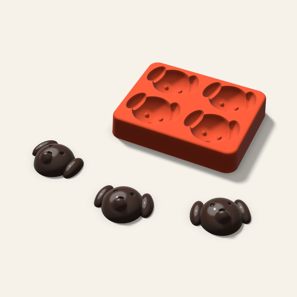 Dog Chocolate Mold, 2 Inch, 4 Cavity, 3D render
