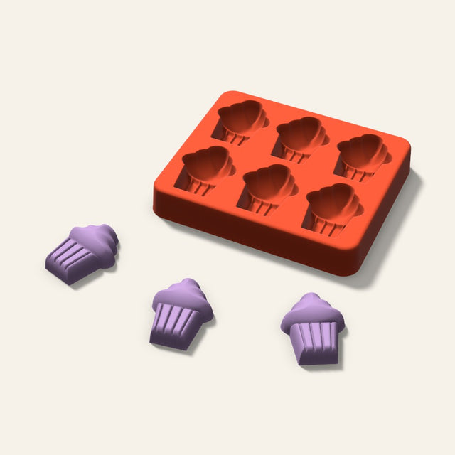 Cupcake Wax Melt Mold, 1.5 Inch, 6 Cavity, 3D render