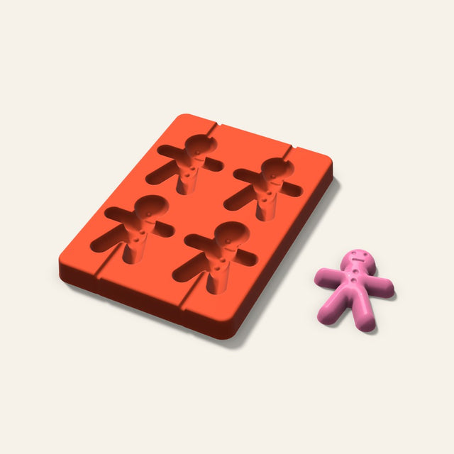 Gingerbread Lollipop Mold, 2.5 Inch, 4 Cavity, 3D render