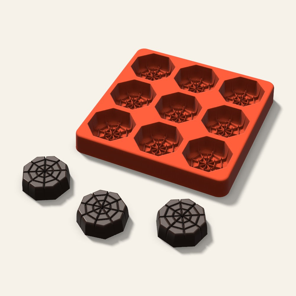 Spider Web Chocolate Mold, 1.5 Inch, 9 Cavity, 3D render