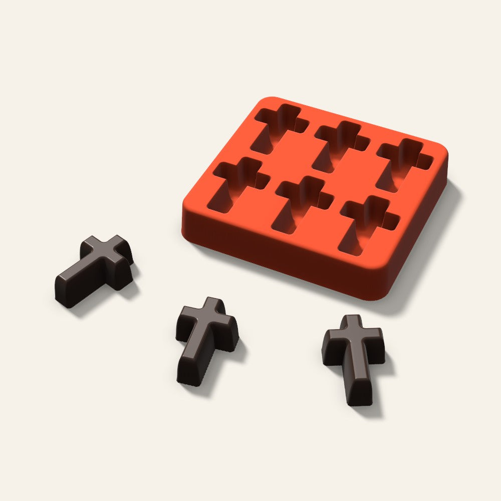 Cross Chocolate Mold, 1.5 Inch, 6 Cavity, 3D render