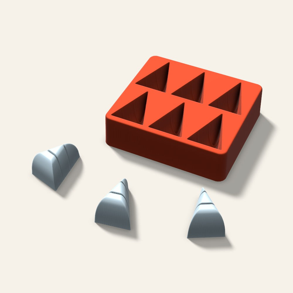 Candy Corn Ice Mold, 2 Inch, 6 Cavity, 3D render