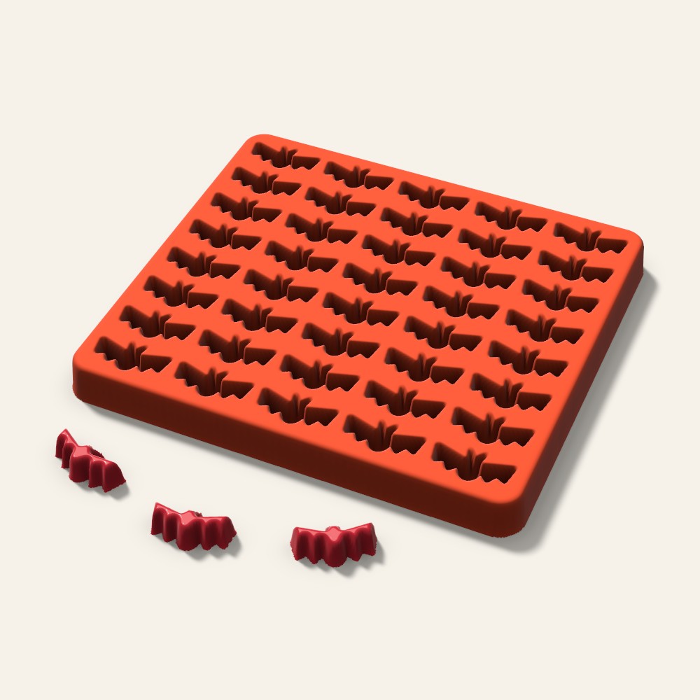 Bat Candy Mold, 1 Inch, 40 Cavity, 3D render