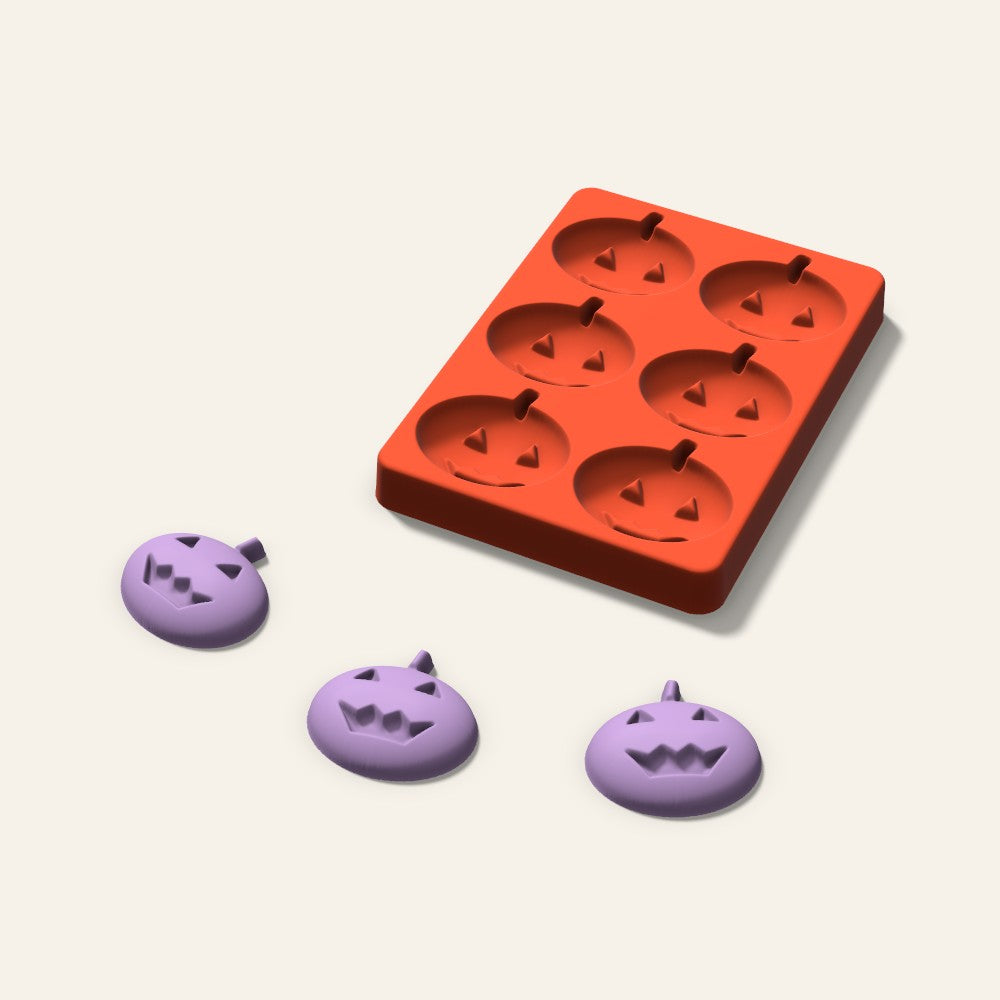 Jack-o'-Lantern Wax Melt Mold, 2 Inch, 6 Cavity, 3D render