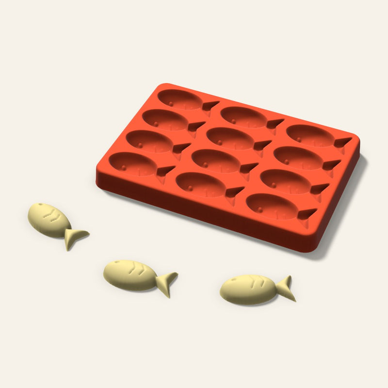 Fish Butter Pat Mold, 1.75 Inch, 12 Cavity