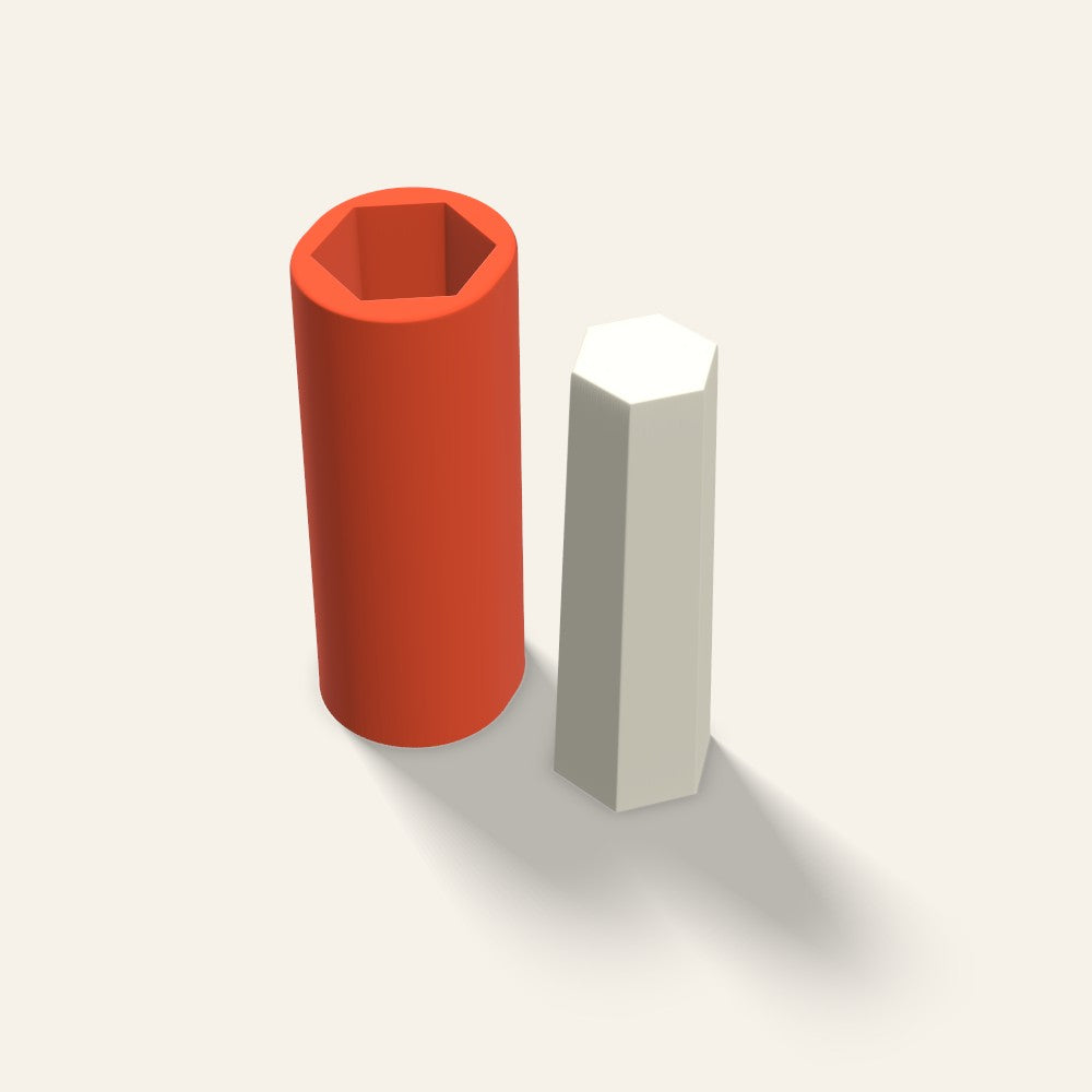 Hexagon Pillar Candle Mold, 2 x 6 Inch, 3D render