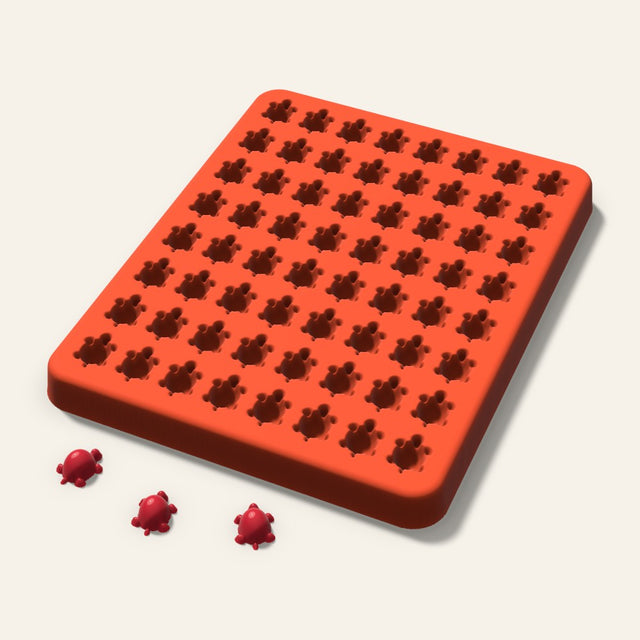 Turtle Gummy Mold, 0.5 Inch, 64 Cavity, 3D render