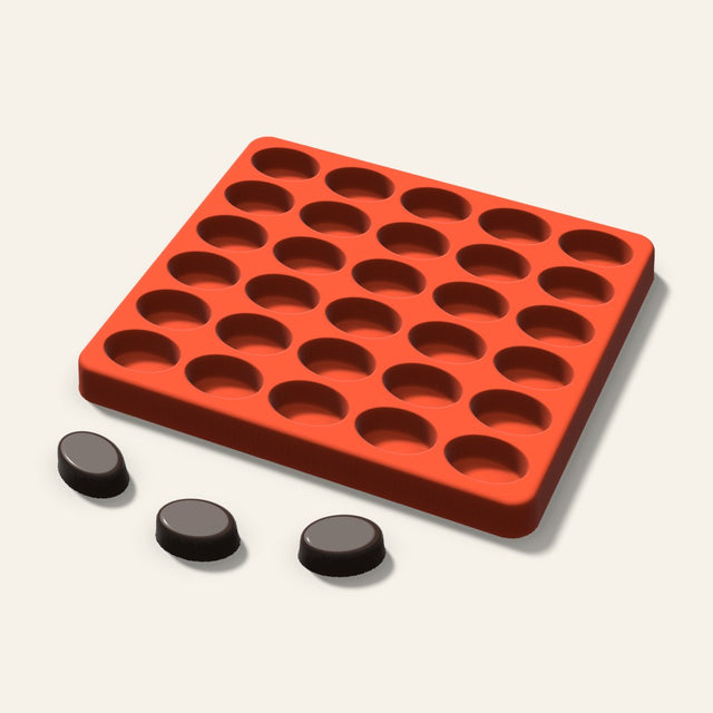 Oval Tall Candy Mold, 1 Inch, 30 Cavity, 3D render