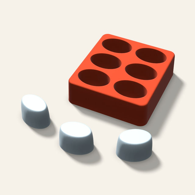 Oval Ice Mold, 1.5 Inch, 6 Cavity, 3D render