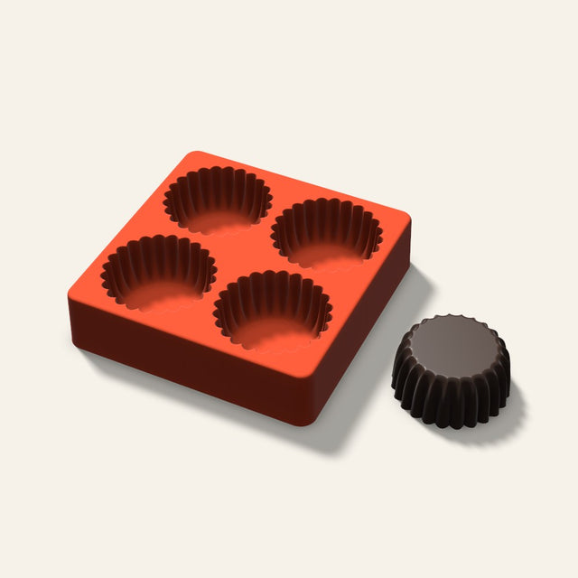 Fluted Cup Mini Cake Mold, 2.5 Inch, 4 Cavity, 3D render