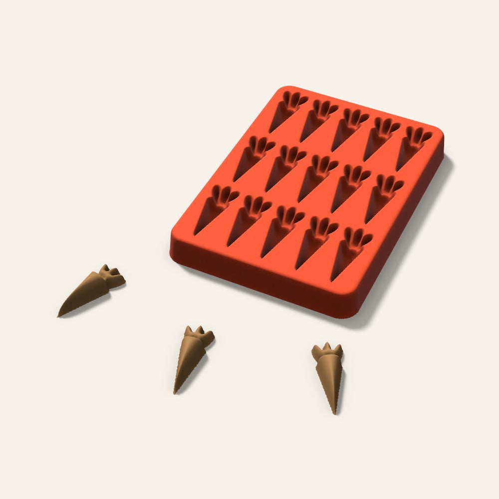 Carrot Pet Treat Mold, 1.5 Inch, 15 Cavity, 3D render