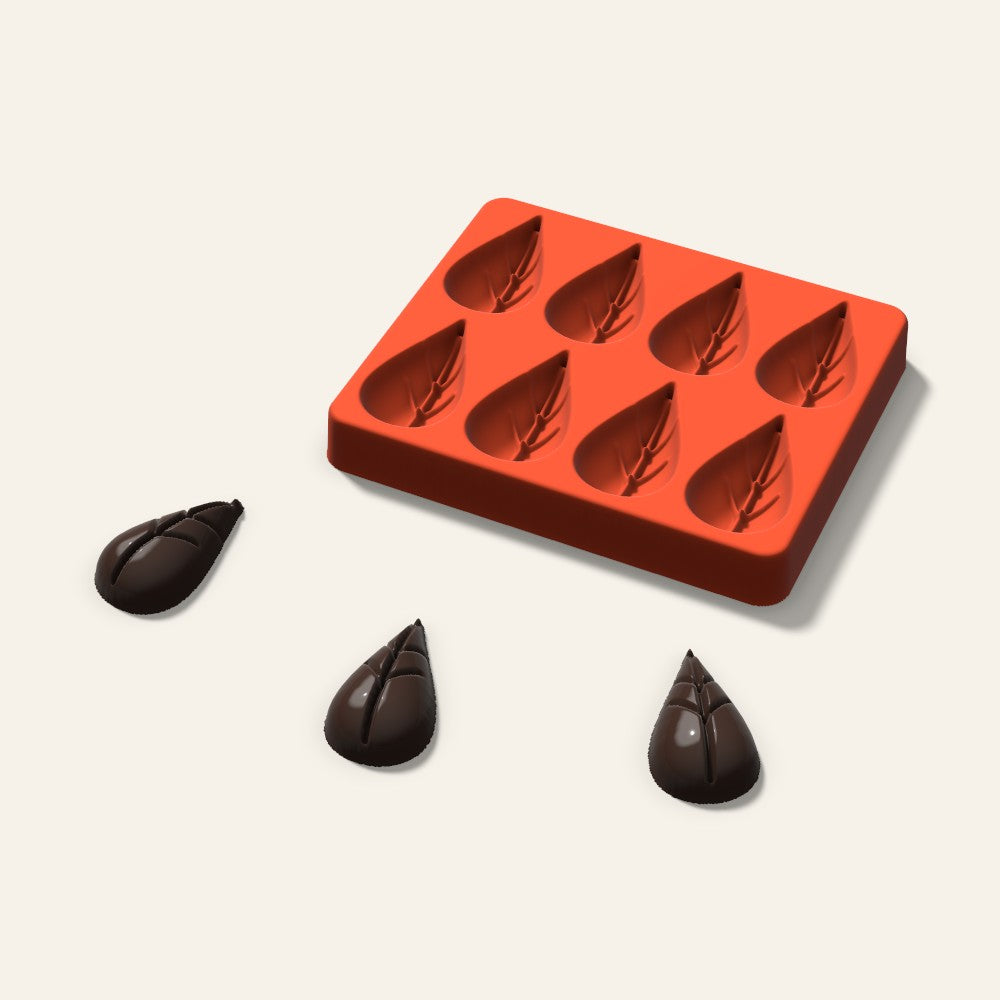Leaf Chocolate Mold, 2 Inch, 8 Cavity, 3D render
