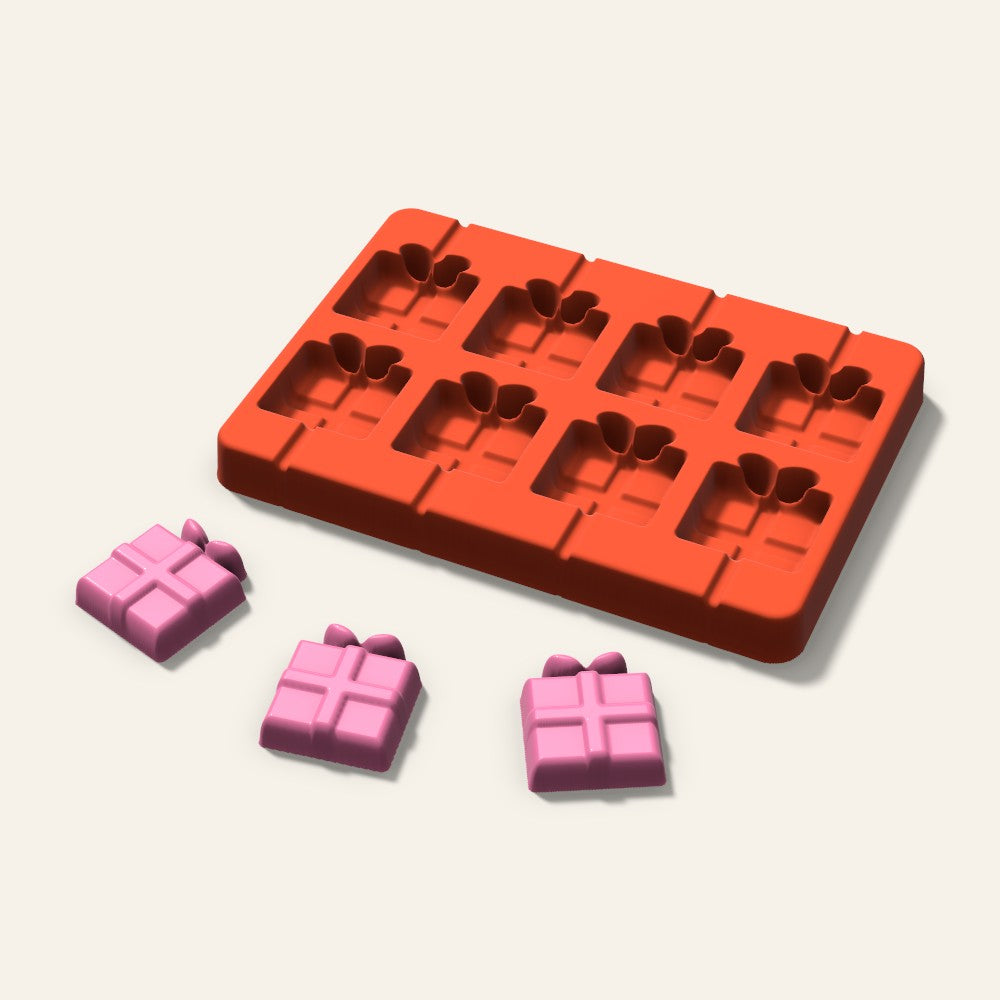 Gift Box Lollipop Mold, 1.5 Inch, 8 Cavity, 3D render