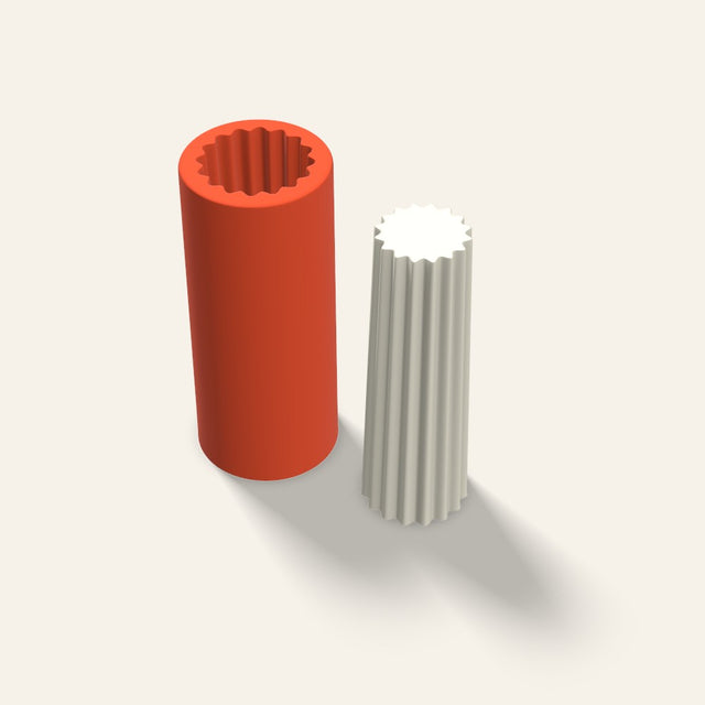 Ribbed Pillar Candle Mold, 2 x 6 Inch, 3D render
