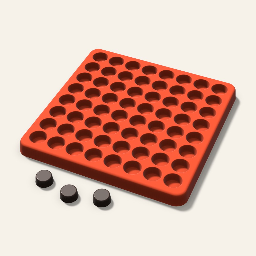 Round Gummy Mold, 0.5 Inch, 64 Cavity, 3D render