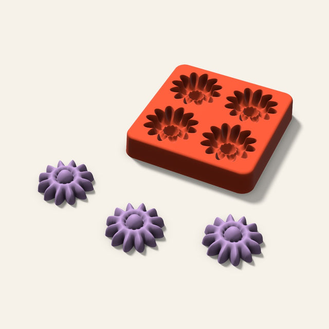 Daisy Wax Melt Mold, 1.5 Inch, 4 Cavity, 3D render