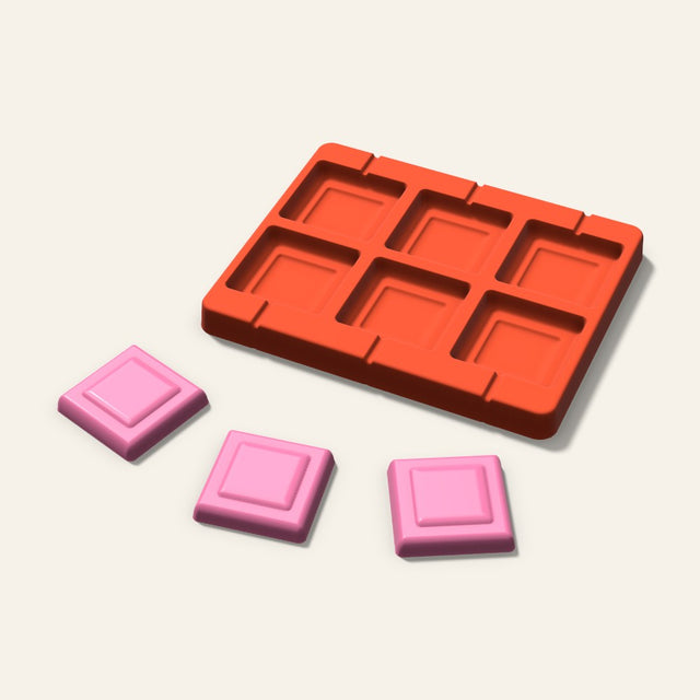 Embossed Square Lollipop Mold, 2 Inch, 6 Cavity, 3D render