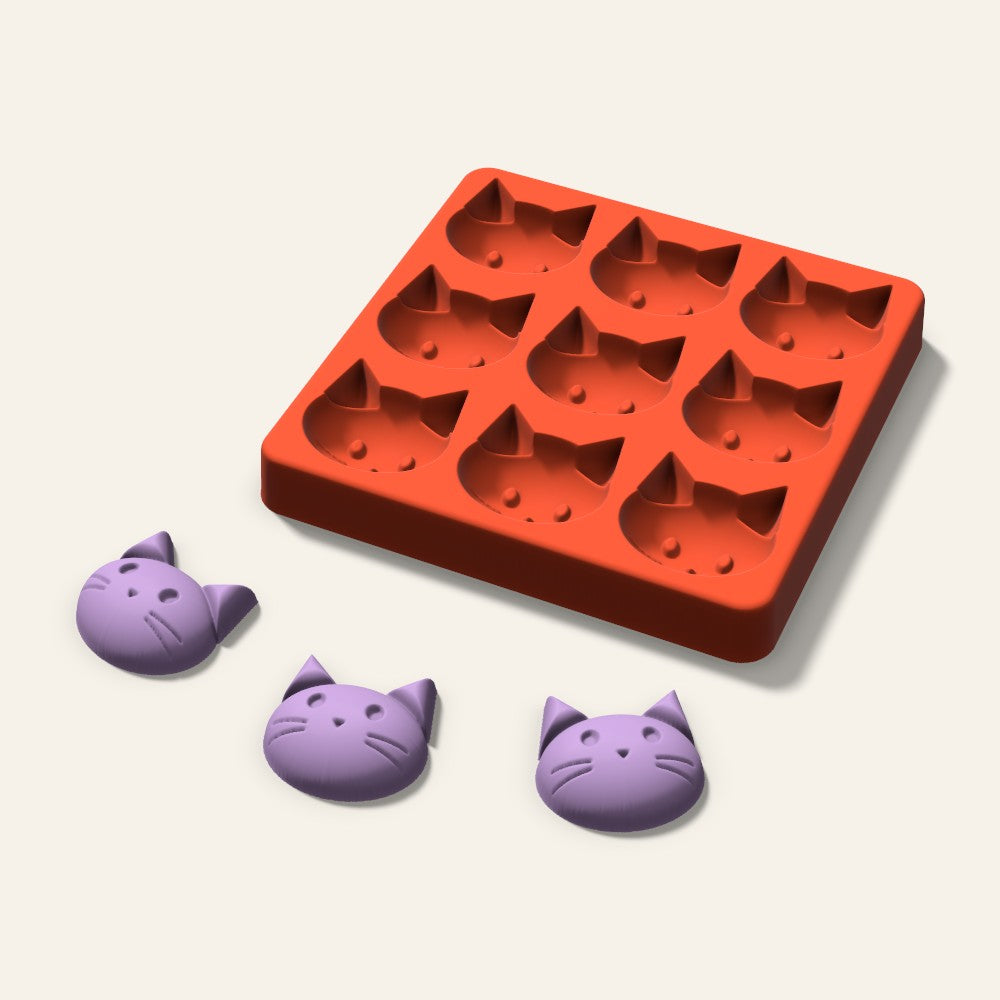 Cat Wax Melt Mold, 1.5 Inch, 9 Cavity, 3D render