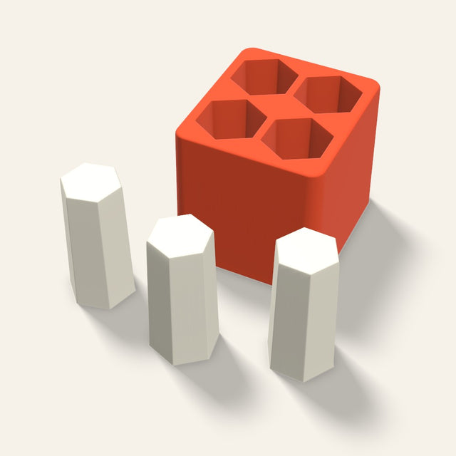 Hexagon Pillar Votive Candle Mold, 1.5 x 3 Inch, 4 Cavity, 3D render