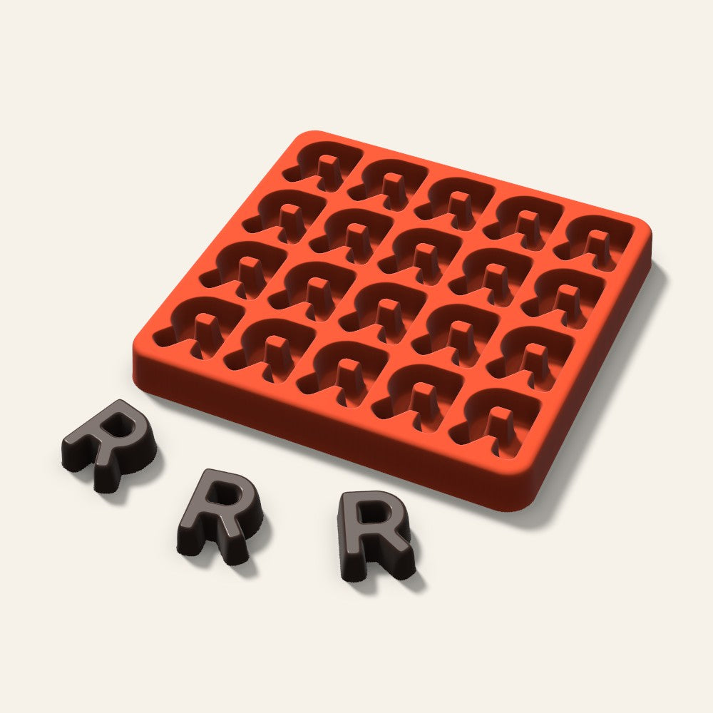 Letter R Candy Mold, 1 Inch, 20 Cavity, 3D render
