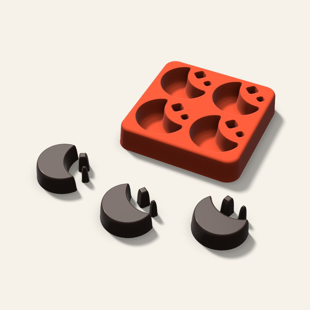Moon and Stars Candy Mold, 1.25 Inch, 4 Cavity, 3D render