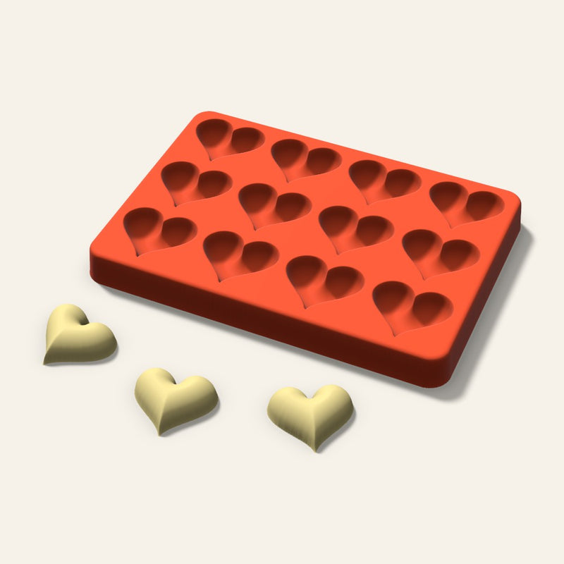 Puffy Heart Butter Pat Mold, 1.25 Inch, 12 Cavity