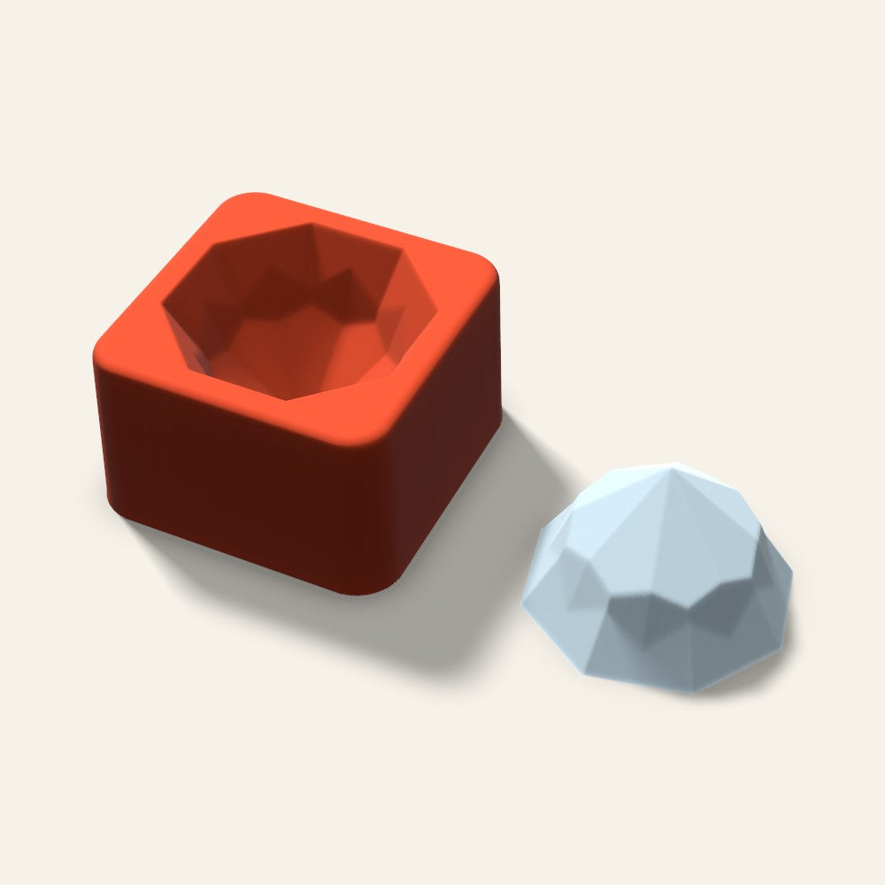 Octagon Gem Ice Mold, 2 Inch, 3D render