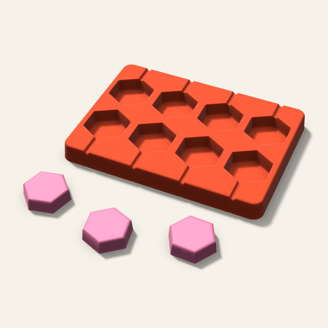 Hexagon Lollipop Mold, 1.5 Inch, 8 Cavity, 3D render